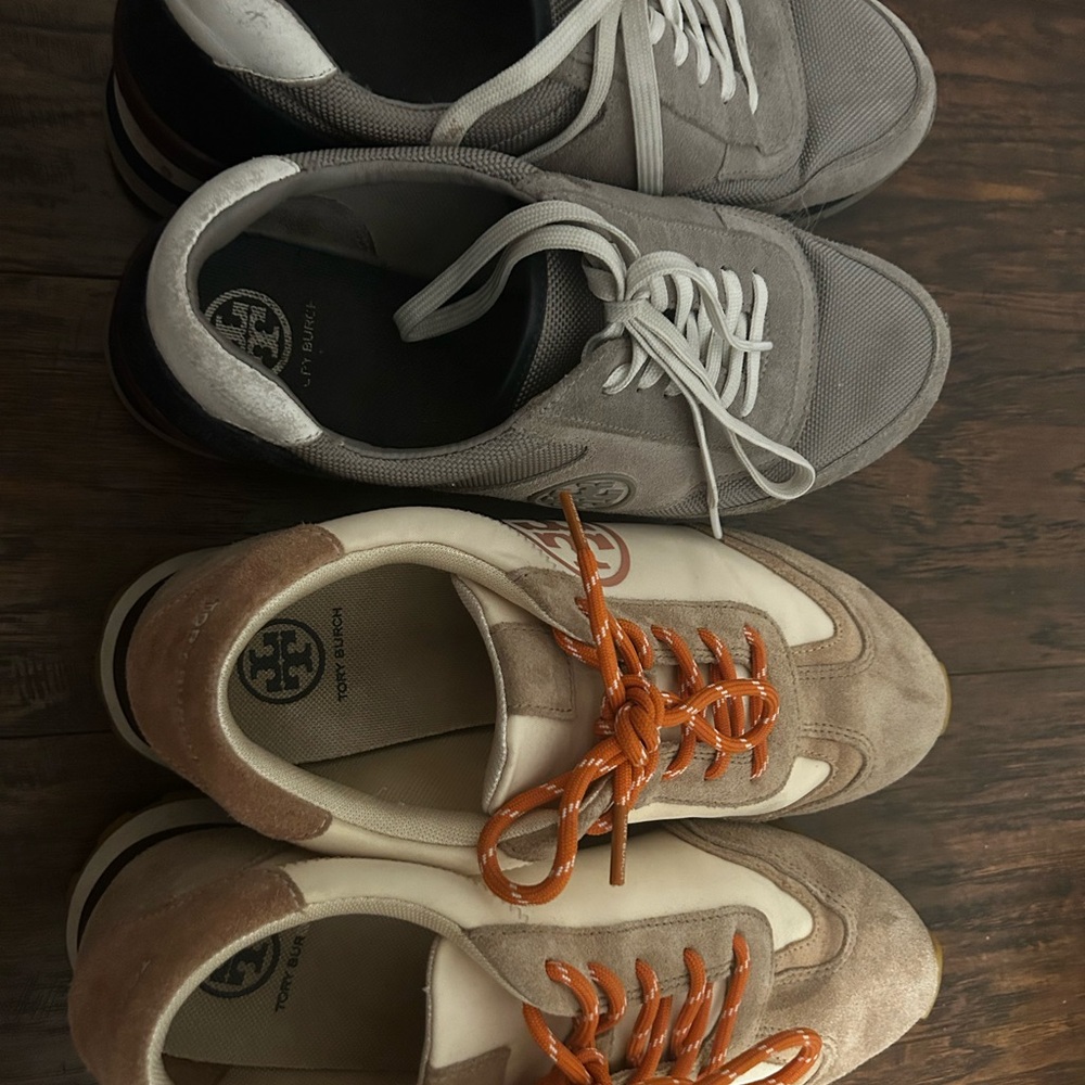 Tory Burch Gray and Beige Women's Sneakers. Used.
